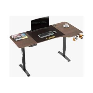 Twisted Minds T Shaped Electric Height Adjustable Gaming Desk - Walnut | TMT-T-9085-R