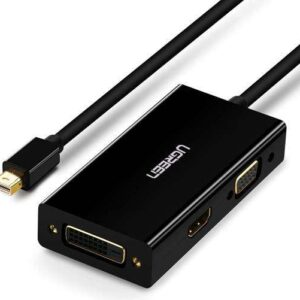 UGREEN Mini DisplayPort to HDMI DVI VGA Adapter, 4K Mini DP Converter Thunderbolt Compatible 3 in 1, Broad Compatibility, Triple Shielding, Black | 20418