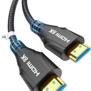 HDMI Cable 8K HDMI 2.1 Cord Ultra High Speed 48Gbps 8K@60Hz HDMI Braided Cord Dynamic HDR Dolby Vision eARC Compatible with MacBook Pro 2021 Switch PS5 PS4 Xbox Roku UHD TV Blu-ray Projector-2M black