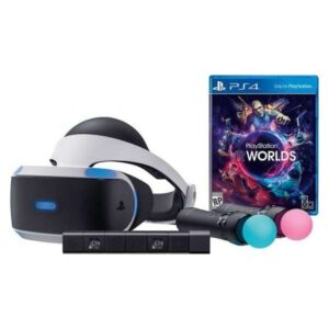Sony PlayStation Virtual Reality Bundle - VR Headset (Version 2 - CUH-ZVR2), VR Camera, 2 Move Motion Controllers, VR Worlds Game, PS4/PS5