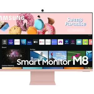 Samsung 32" LS32B UHD M8 Monitor with Smart TV Experience, Sunset Pink
