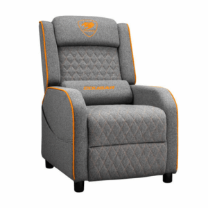 Cougar Ranger One Gaming Sofa, Breathable Imitation Linen Fabric, Side Storage Pocket, Headrest & Lumbar Pillow, Adjustable Design, Up To 150Kg Capacity, Gray/Orange | 3MRAOGRA.0001