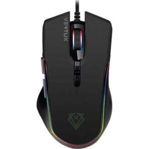Vertux Assaulter GameCharged Lightweight RGB Wired Gaming Mouse, Ergonomic Design, 10000 DPI Sensitivity, 7 Programmable Button, Adjustable RGB Light Modes, 10 Million Clicks, Black | VE.ASSAULTER.NC