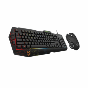 Vertux Backlit Wired Gaming Keyboard & Mouse Combo Rainbow Backlight Rubber Dome Switches 50Million Keystroke Life 3 Programable Macro Keys