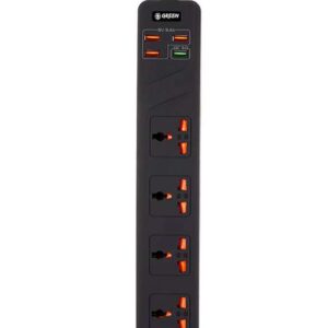 Green Lion 4 Way Power Extension Socket, 3000W, Black
