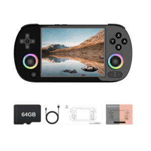 ANBERNIC Retro RG40XX H Portable Game Console, 64-bit, Linux, 4.0-inch IPS screen, Compatible with 5G WiFi, Bluetooth, HDMI-TV output (Black, 64GB)