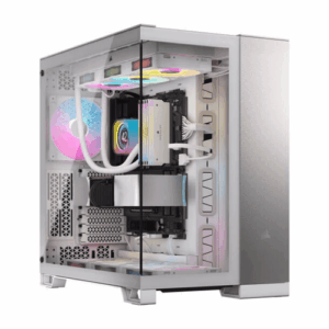 Corsair 6500X Mid-Tower Computer Case, Up to 360mm Radiator & 10x Fan Support, Tempered Glass, Dual Chamber, Modern Front Panel I/O, Wide Cooling Flexibility, White / SatinGrayAluminum | CC-9011285-WW