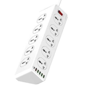 Gennext Power Strip 10-Outlet Surge Protector Power Sockets, 6 USB Ports 30W PD+QC Fast Charging Adapter with 2-Meter Heavy-duty Power Extension Cord, White