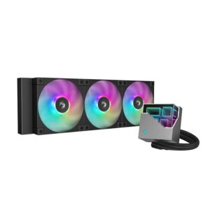 DeepCool LT360 ARGB Liquid CPU Cooler, 360mm Radiator, 3x FD12 ARGB Fan, 2400 RPM Fan Speed, 72.04 CFM Airflow, Hydro Bearing Type, Anti-Leak Technology, Black | R-LT360-BKAMNC-G-1