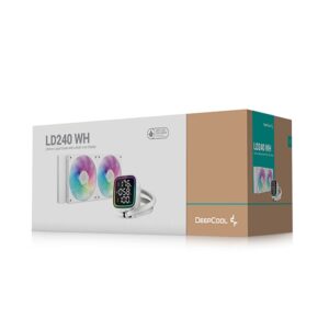 DeepCool LD240 Optimized 240mm Liquid CPU Cooler with Multiline LED Digital Display, Real-Time CPU Status, 2x 120mm FD12 ARGB Fans, 2400 RPM Fan Speed, 72.04 CFM Airflow,White | R-LD240-WHDMMN-G-1