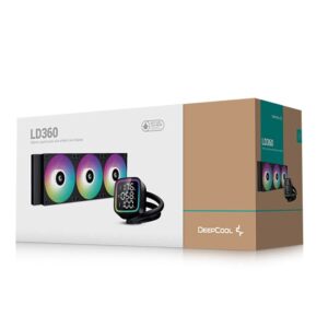 DeepCool LD360 Optimized 360mm Liquid CPU Cooler with Multiline LED Digital Display, Real-Time CPU Status, 3x 120mm FD12 ARGB Fans, 2400 RPM Fan Speed, 72.04 CFM Airflow, Black | R-LD360-BKMSN-G-1