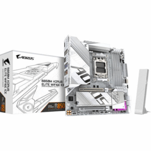GIGABYTE B850M Aorus Elite Ice AM5 Micro ATX Motherboard, AMD B850 Chipset, 4x DDR5 DIMM Slots, Up to 256GB Max Memory, 1x PCIe 5.0 x16, 2x M.2, WiFi & BT Connectivity, White | B850M-A-ELT-WF6E-ICE