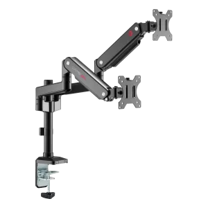 GAMEON GO-2045 Pole-Mounted Spring-Assisted Dual Monitor Arm For Gaming And Office Use, 17" - 32", Each Arm Up To 9 KG, Black
