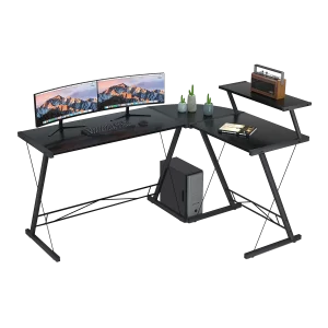 GAMEON 3 in 1 L-Shaped Slayer II XL Series Gaming Desk (Size: 150*112*74cm & Table top 100*48cm + 60*48cm) With Accessories Stand GOSLAYERXLII - Black