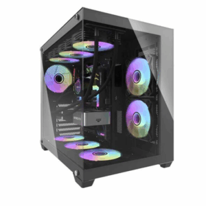 DarkFlash C285P ATX Tempered Glass Side Panel Gaming PC Case, 360mm Radiator & 9x 12cm Fan Support, 8mm SPCC & Tempered Glass Material Dual Side Glass Panel, Black | C285P-B