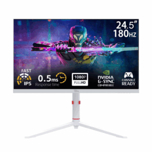 Twisted Minds Frost Series Gaming Monitor, 24" Fast IPS Display, FHD Resolution, 180Hz Refresh Rate, 0.5ms Response Time, HDMI, DP, Audio Out, 16.7M Pixels, White | TMA24FHD180IPS