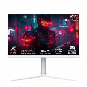 GAMEON Arctic Pro Series Gaming Monitor, 27" Fast IPS Display, FHD Resolution, 380Hz Refresh Rate, 0.5ms Response Time, NVIDIA G-Sync & AMD FreeSync Technology, White | GOAP27FHD380IPS