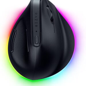 Razer Pro Click V2 Vertical Wireless Mouse: 6 Button Ergonomic Design - One Click AI Prompt - Long Battery Life - Multi Device Connectivity via 2.4GHz, Bluetooth, or USB C Wired Mode - Chroma RGB