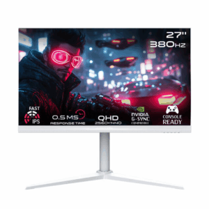 GAMEON Arctic Pro Series Gaming Monitor, 27" Fast IPS Display, QHD Resolution, 380Hz Refresh Rate, 0.5ms Response Time, AMD FreeySync & NVIDIA G-Sync Technology, White | GOAP27QHD380IPS