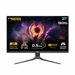 Twisted Minds TM27QHD180IPS Blaze Series Gaming Monitor, 27" QHD IPS Display, 180Hz Refresh Rate, 0.5ms Response Time, HDR Ready, 16.7M Colors, Black | TM27QHD180IPS