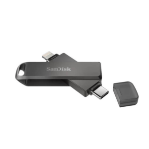 SanDisk 128GB iXpand Flash Drive Luxe, Lightning Connection, USB 3.1 Gen 1 Interface, Up to 150MB/s Read Speed, USB Type-C Connection, Rotating Design, Removable Cap, Black | SDIX70N-128G-GN6NE