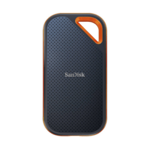 SanDisk 1TB Extreme PRO Portable SSD V2, USB 3.2 Gen 2x2 Type-C, Up to 2000 MB/s Read & Write Speeds, 256-Bit AES Hardware Encryption, Carabiner Loop, IP55, Black - Orange | SDSSDE81-1T00-G25
